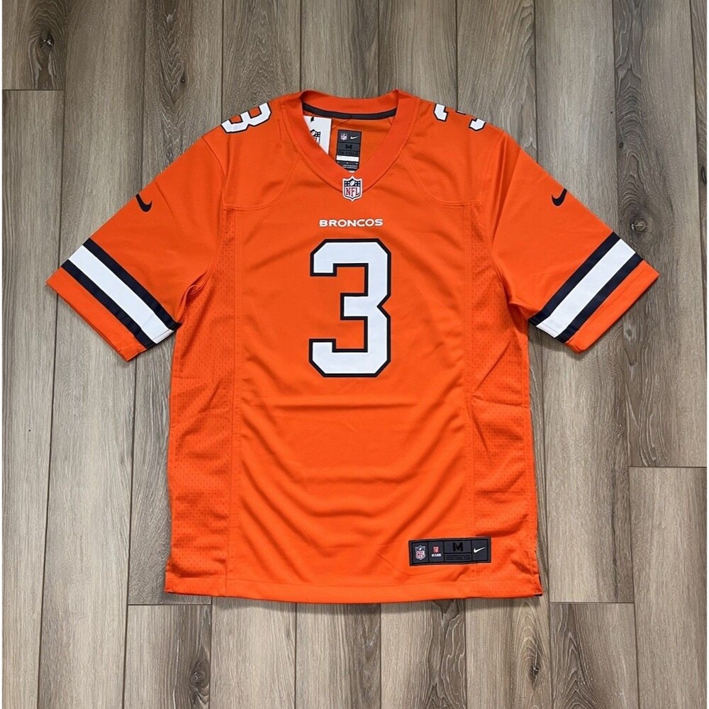 NWT Nike Russell Wilson Denver Broncos #3 Orange Throwback Game Jersey Mens Sz M